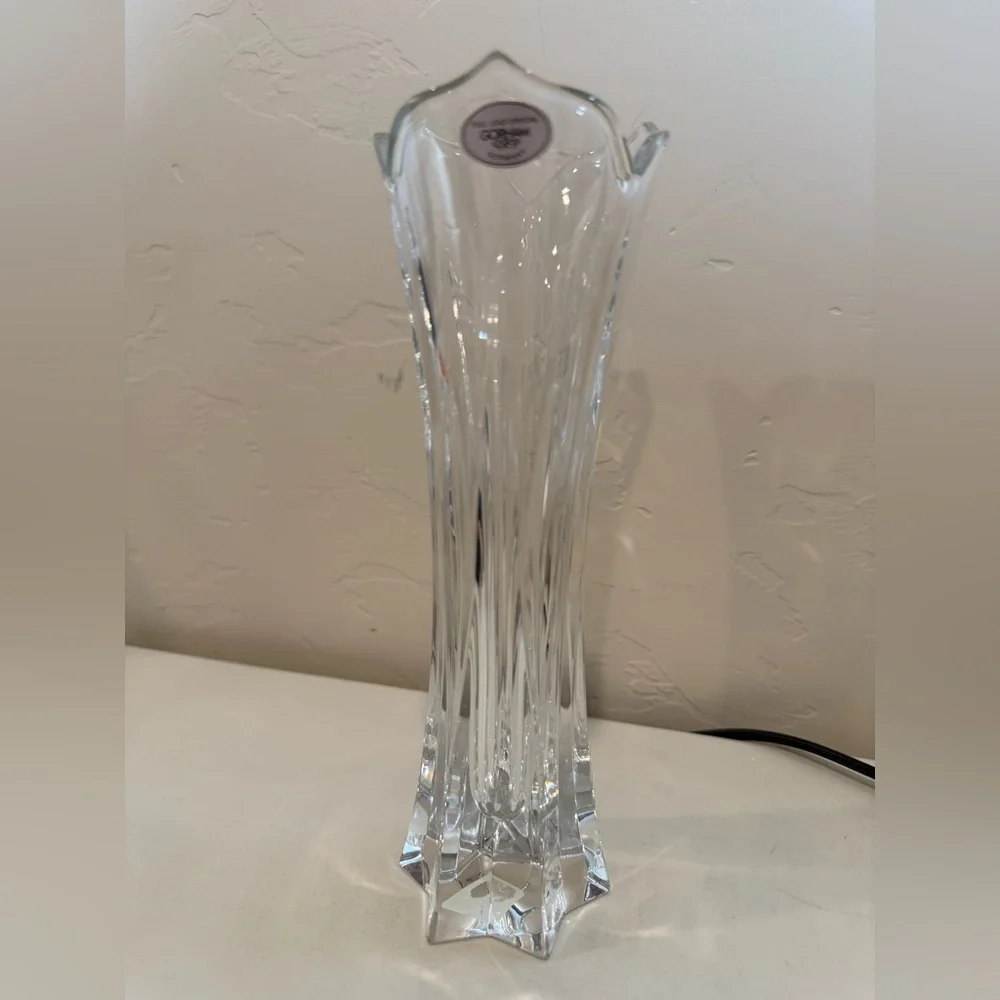 Vintage Gorham Crystal Vase Lotus Flower Full Lead Crystal W Germany 8.5” Estate